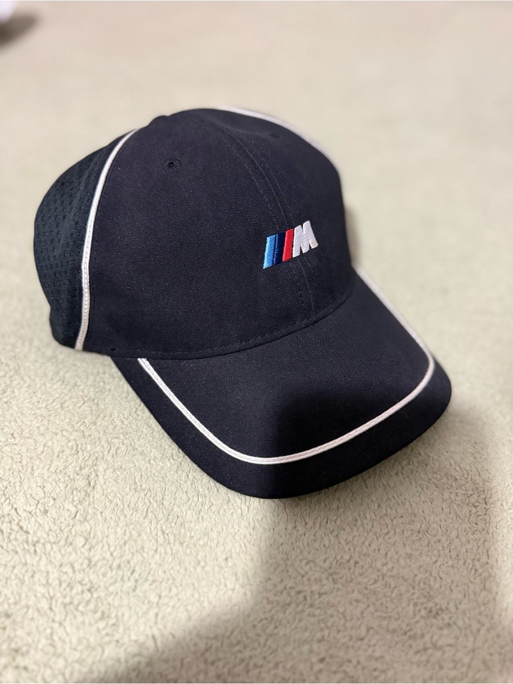 BMW Black Cap with Red-Blue Tricolor M Stripe